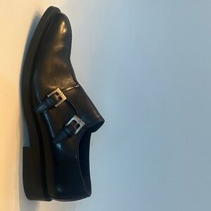 Bruno Magli Black Leather Double Monk Strap Oxfords